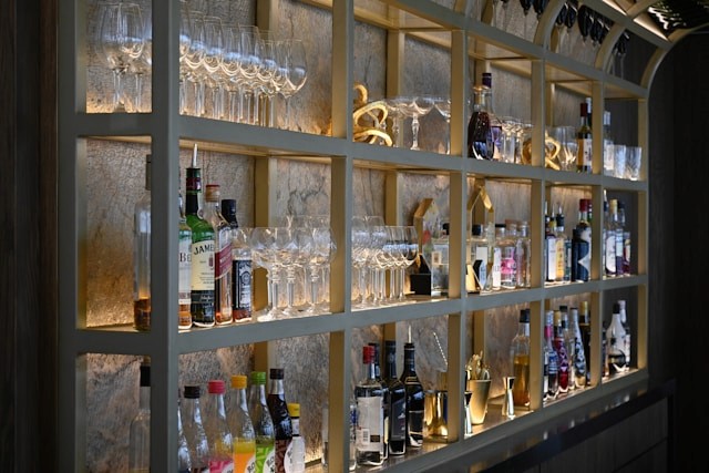 Organized backbar at a restaurant