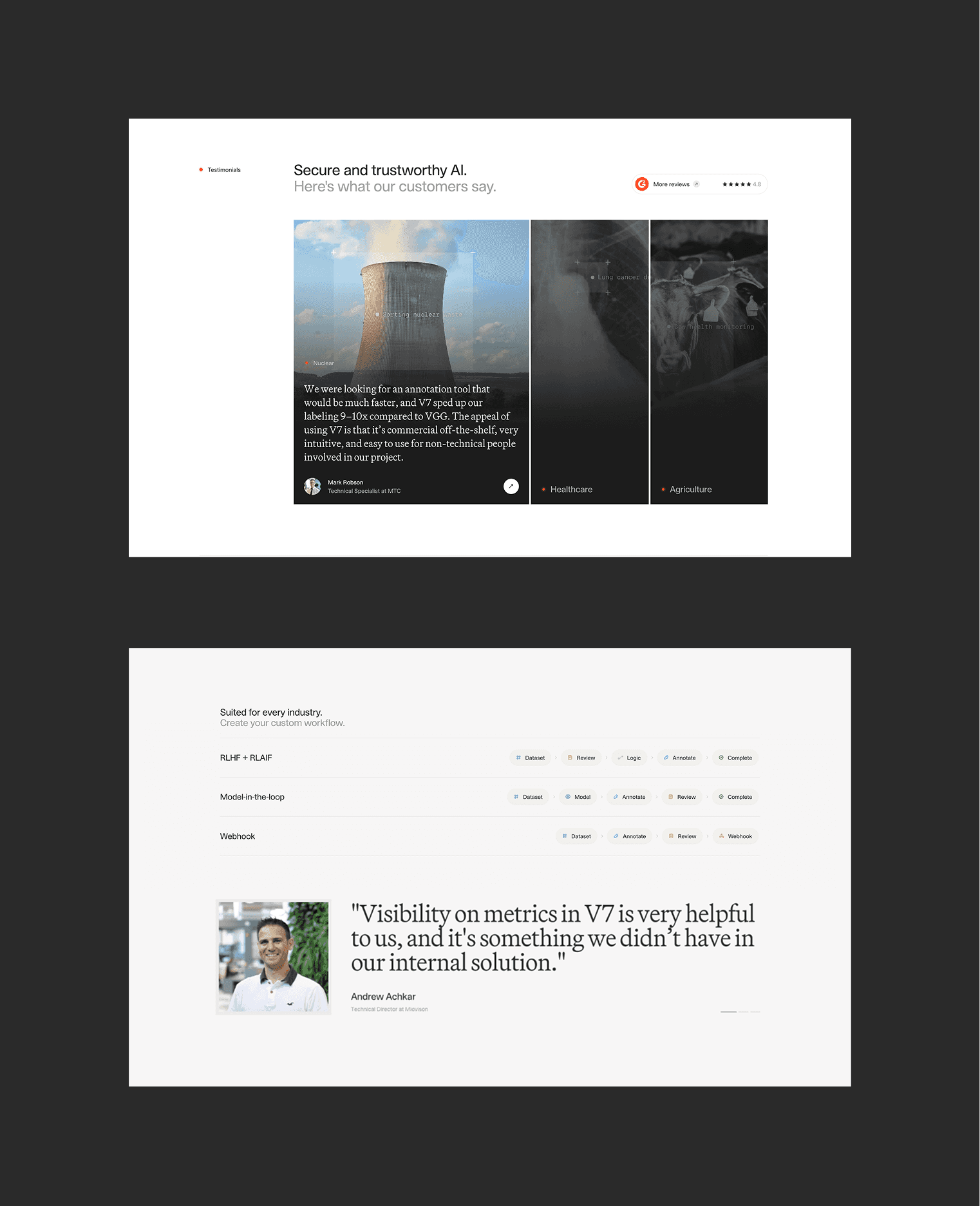 Screens showing Darwin landing page — V7 Labs case study by Boldway Studio