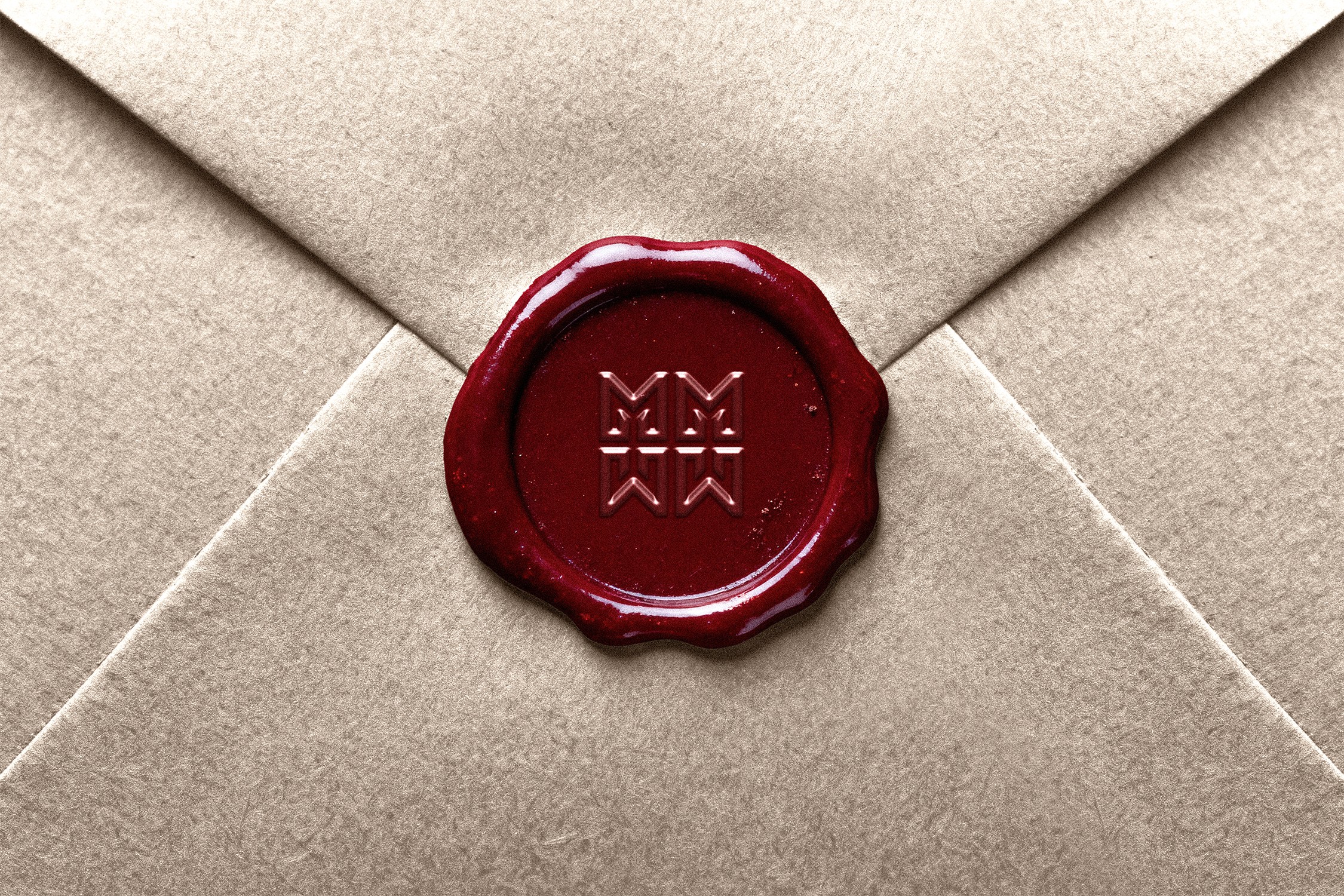 MAË PARIS luxury wax seal on envelope representing premium brand stationery and identity