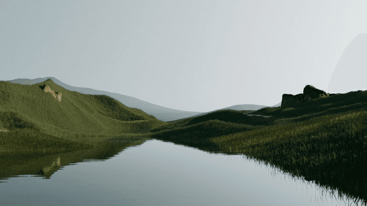 A scenic view of a lake in the mountains