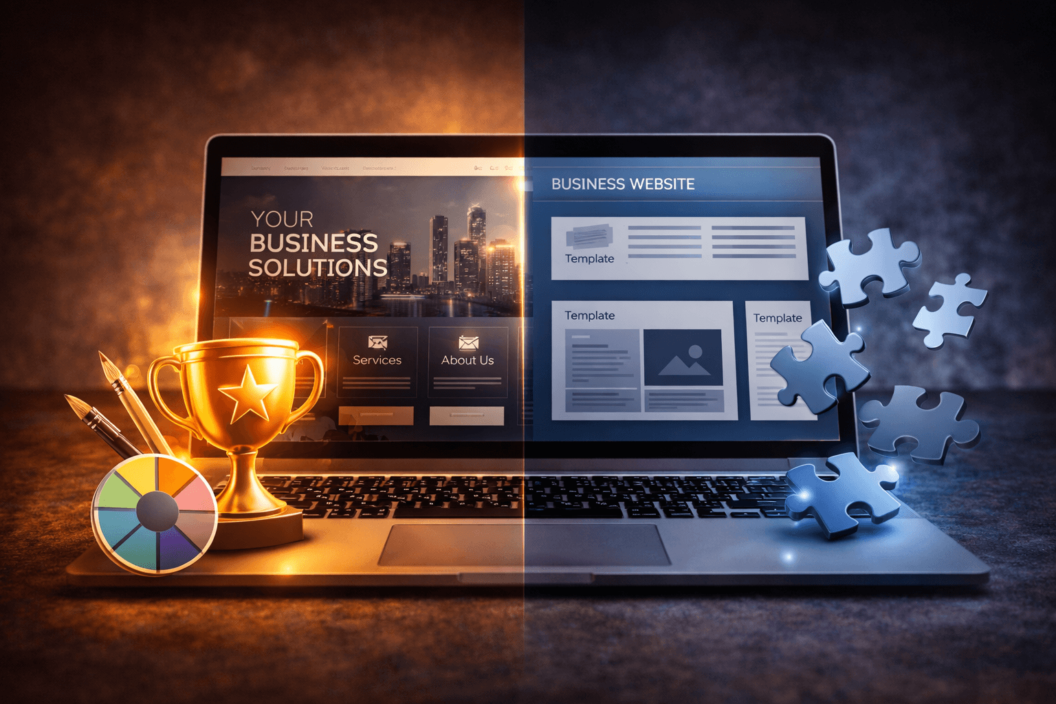 Close-up of lush, dark green leaves, some glossy and wet, against a muted background.