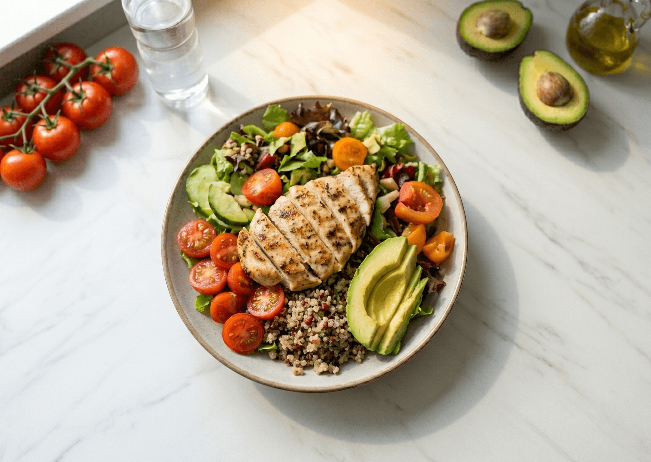 A plate with healthy food
