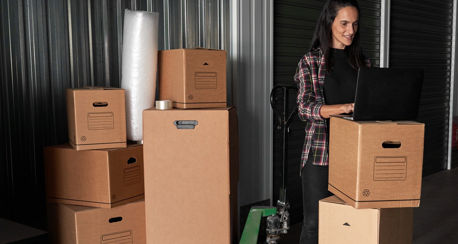 A woman looking at laptop