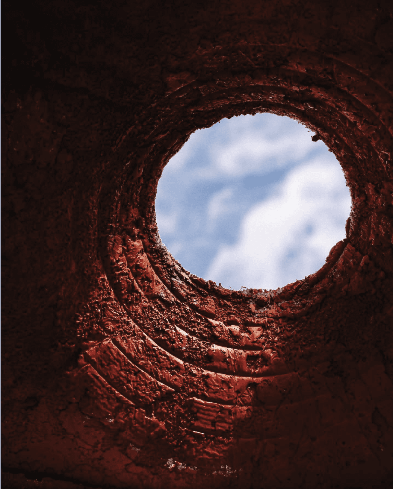 Close up image of the red painted concrete panel.