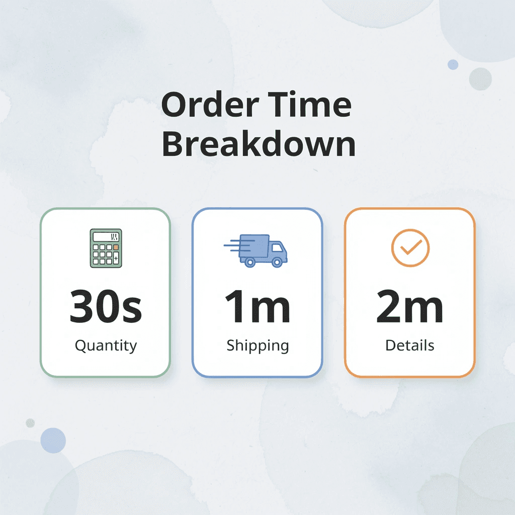 Time breakdown statistics for ordering steps - How to Design a Hoodie