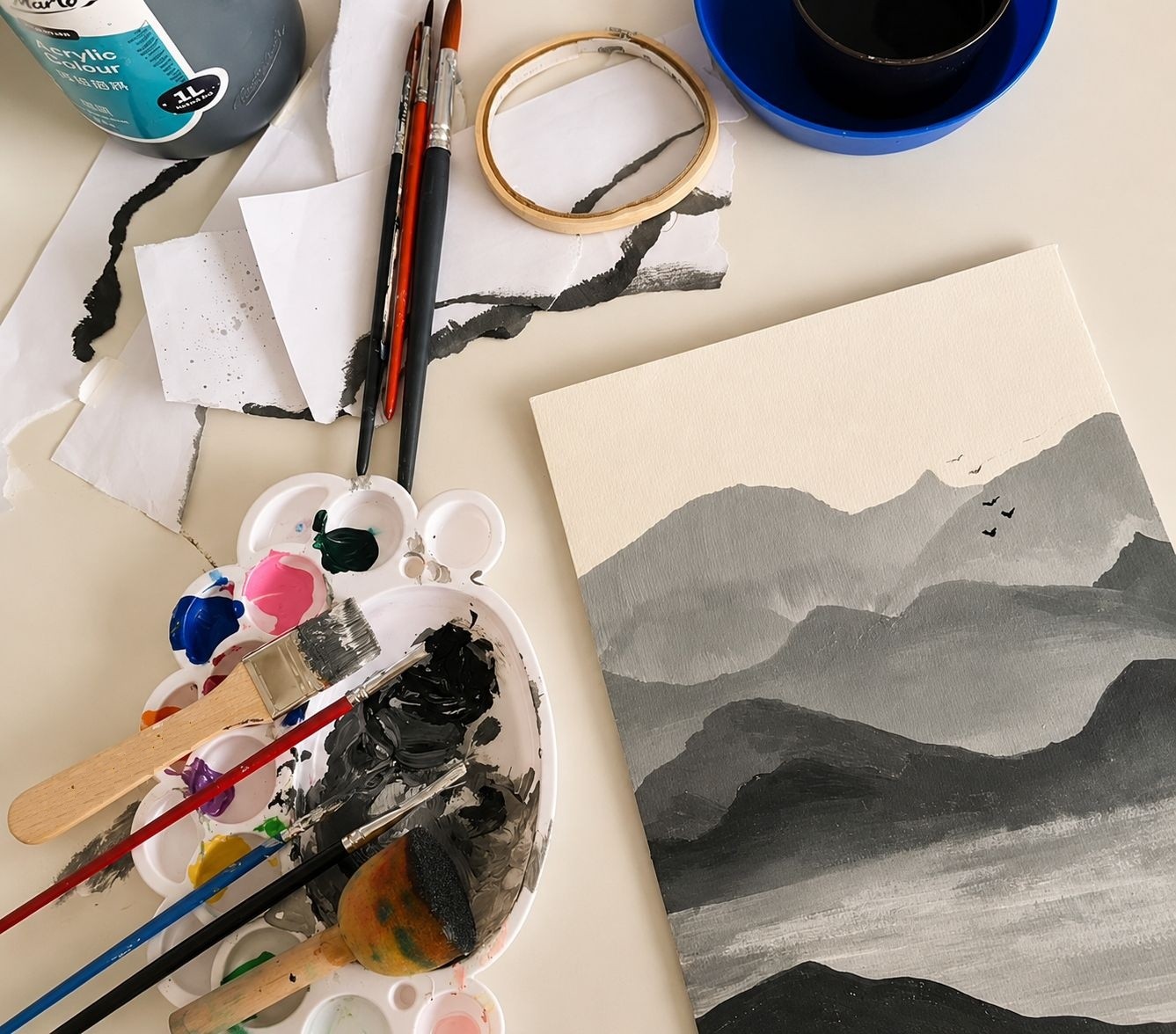 Laptop artist painting tools