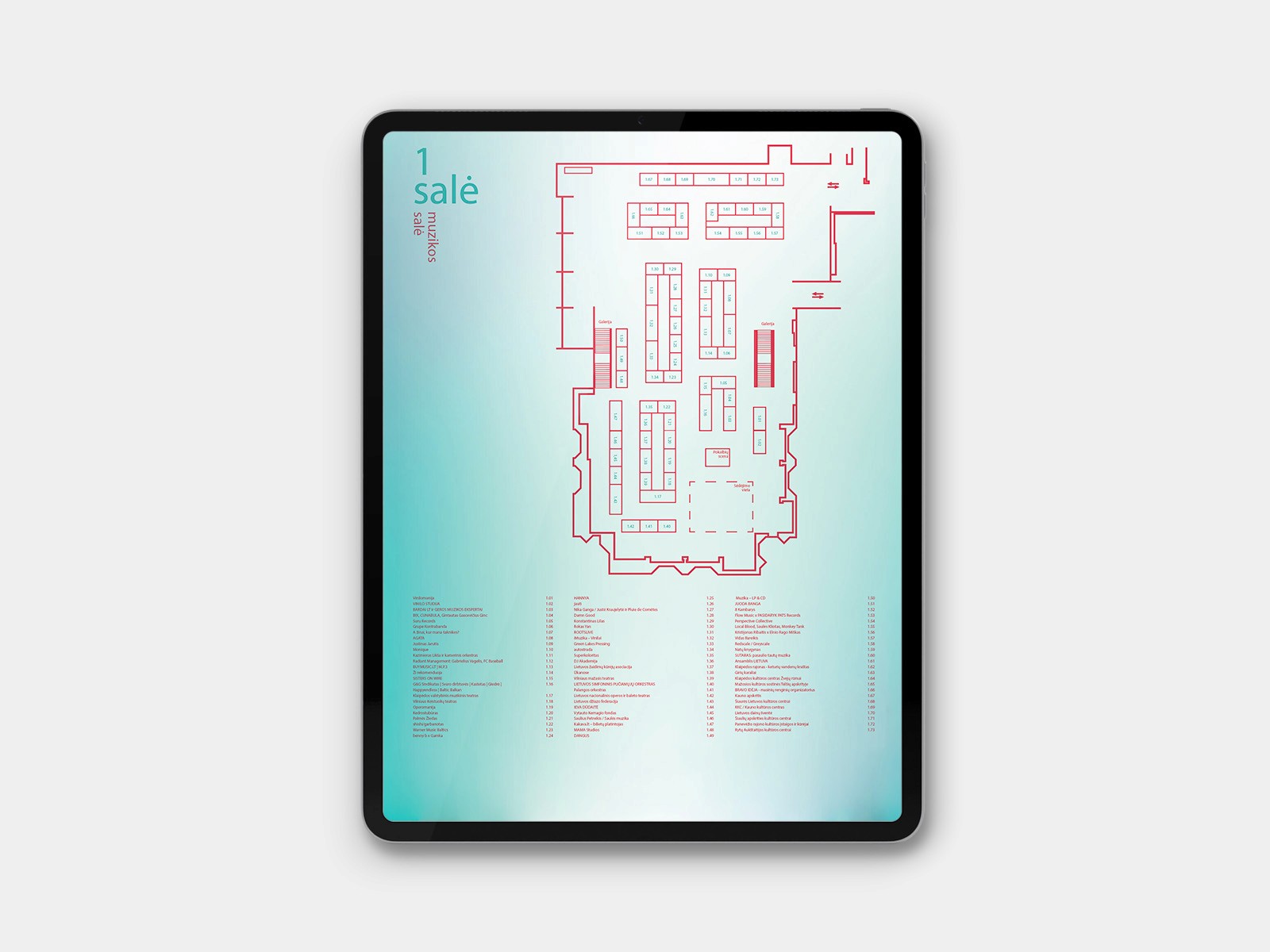 (5 of 5) Series of leaflet pages for Vilnius Book Fair 2024 displayed across iPad mockups.