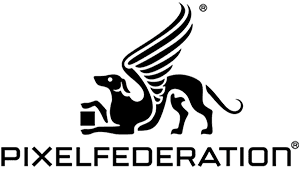Pixel Federation logo - winged dog design
