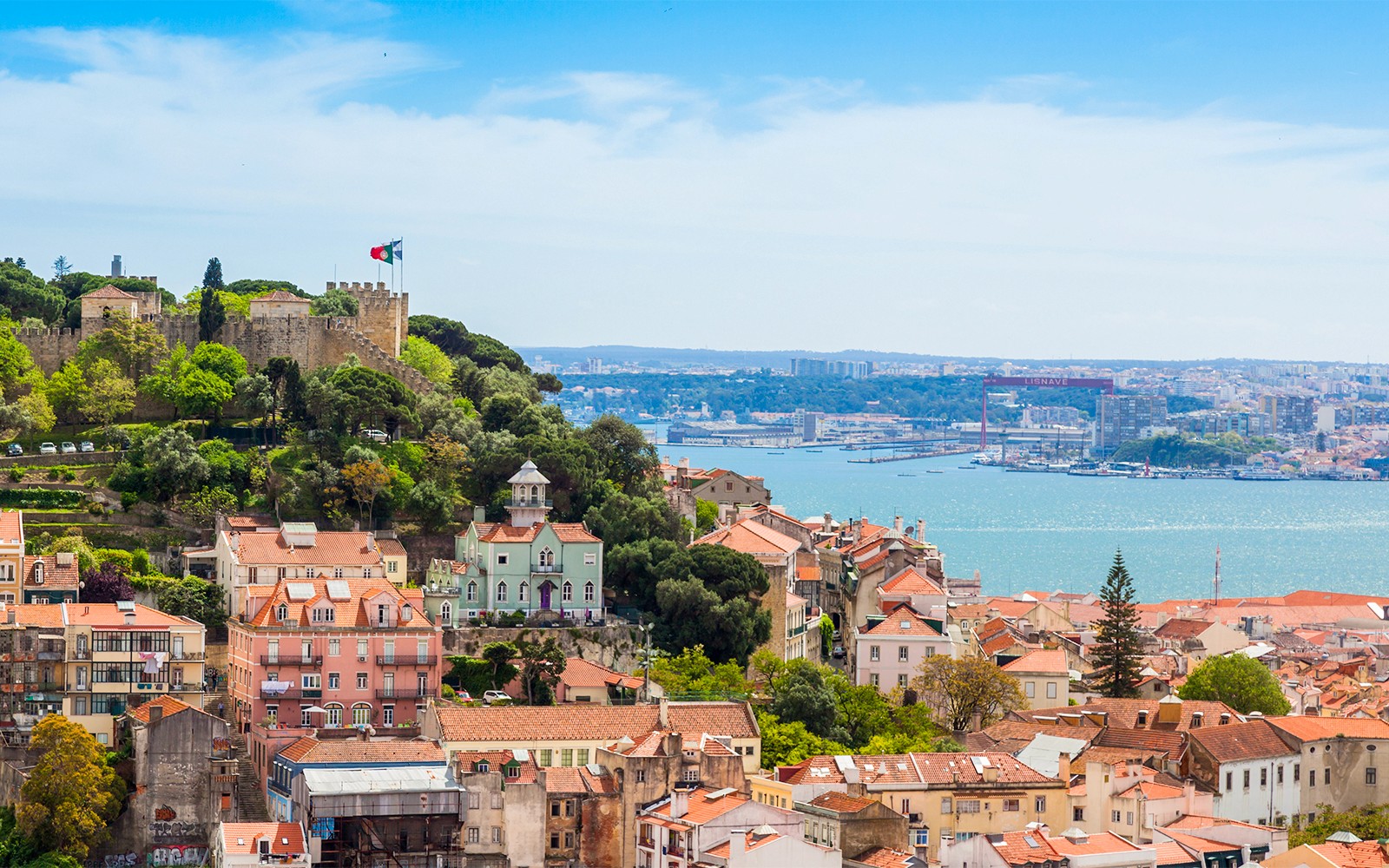 Lisbon cityscape from the Church of Graça terrace viewpoint.