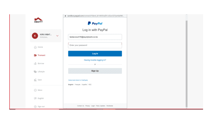 PayPal login