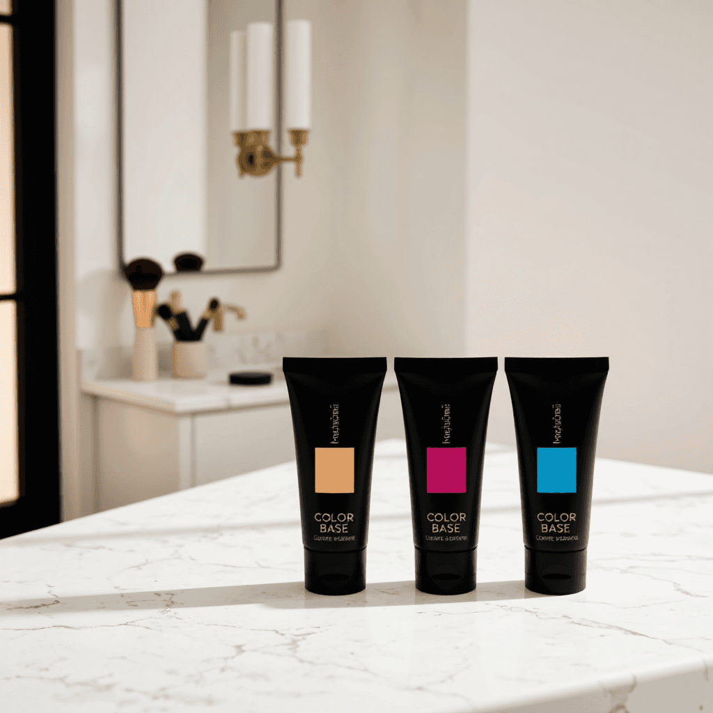 product photography of set of makeup color bases