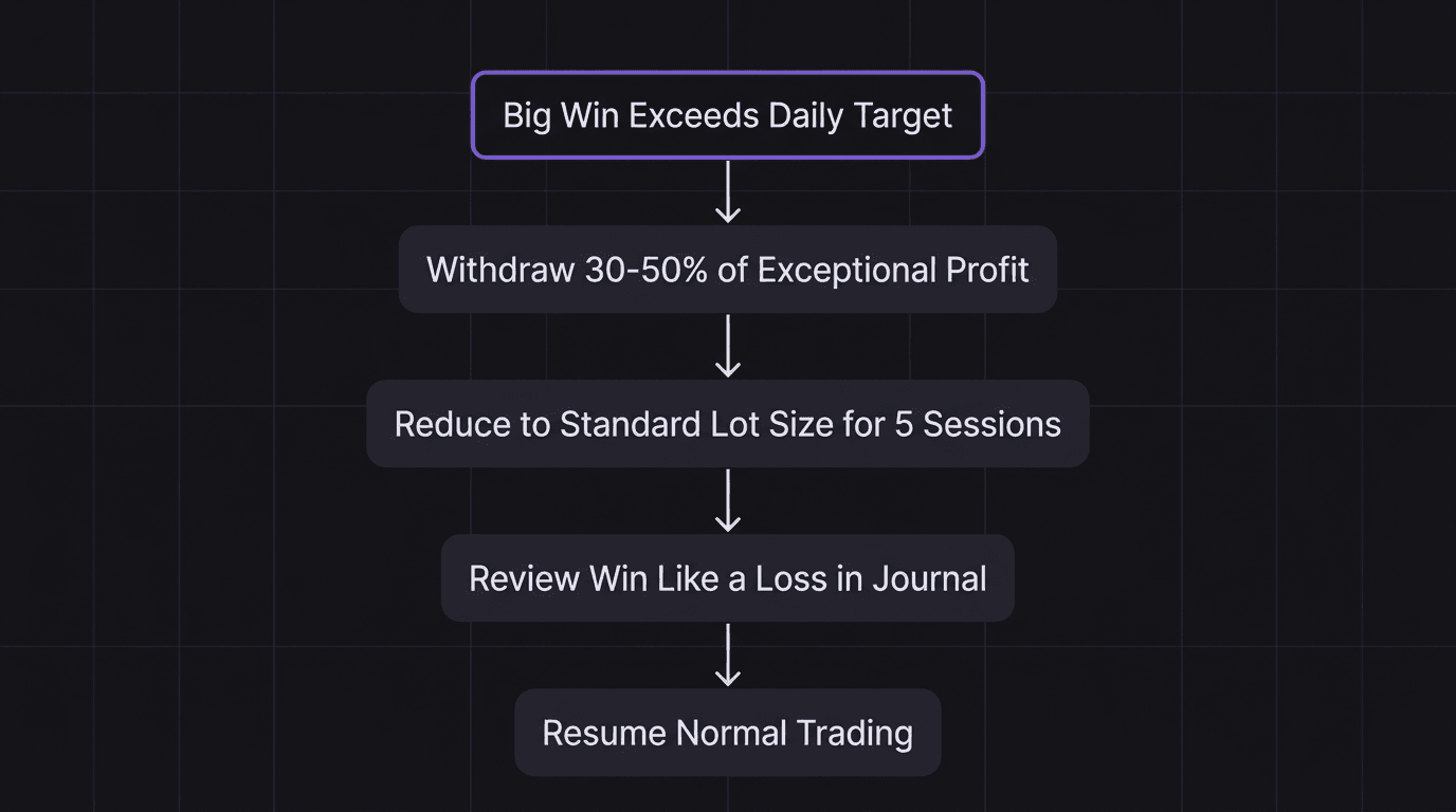 Flowchart showing the 3-step post-win protocol