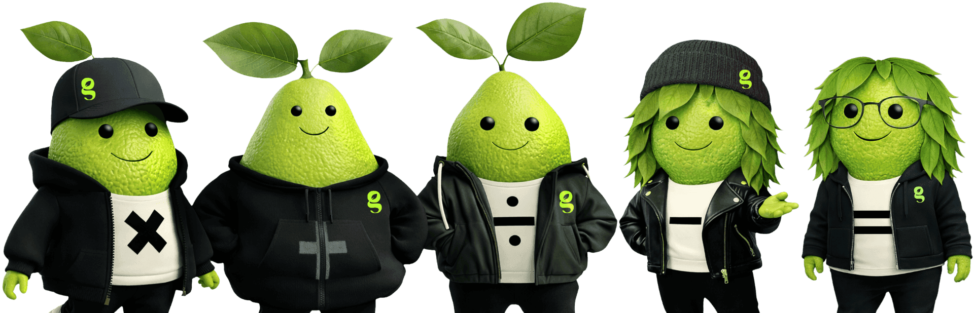 Illustration ofa group of Guava characters in a row