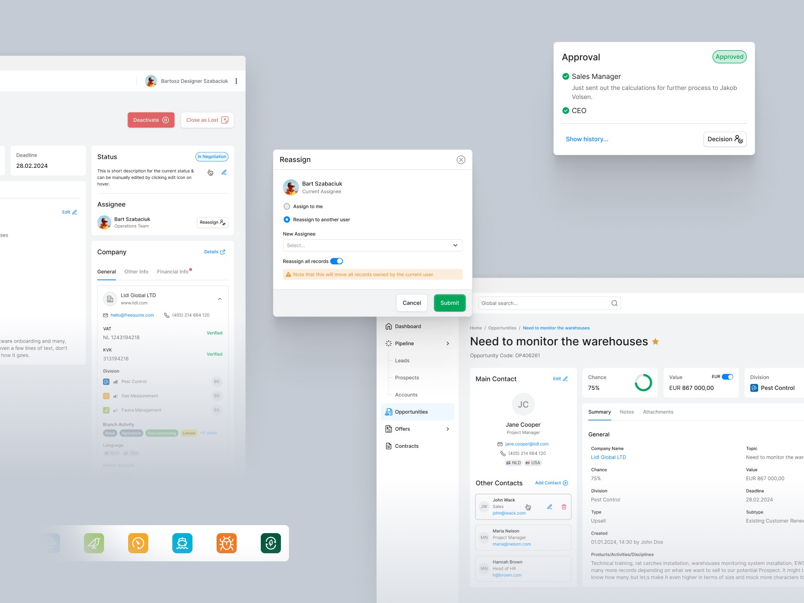 Set of modern, dark-mode UI components