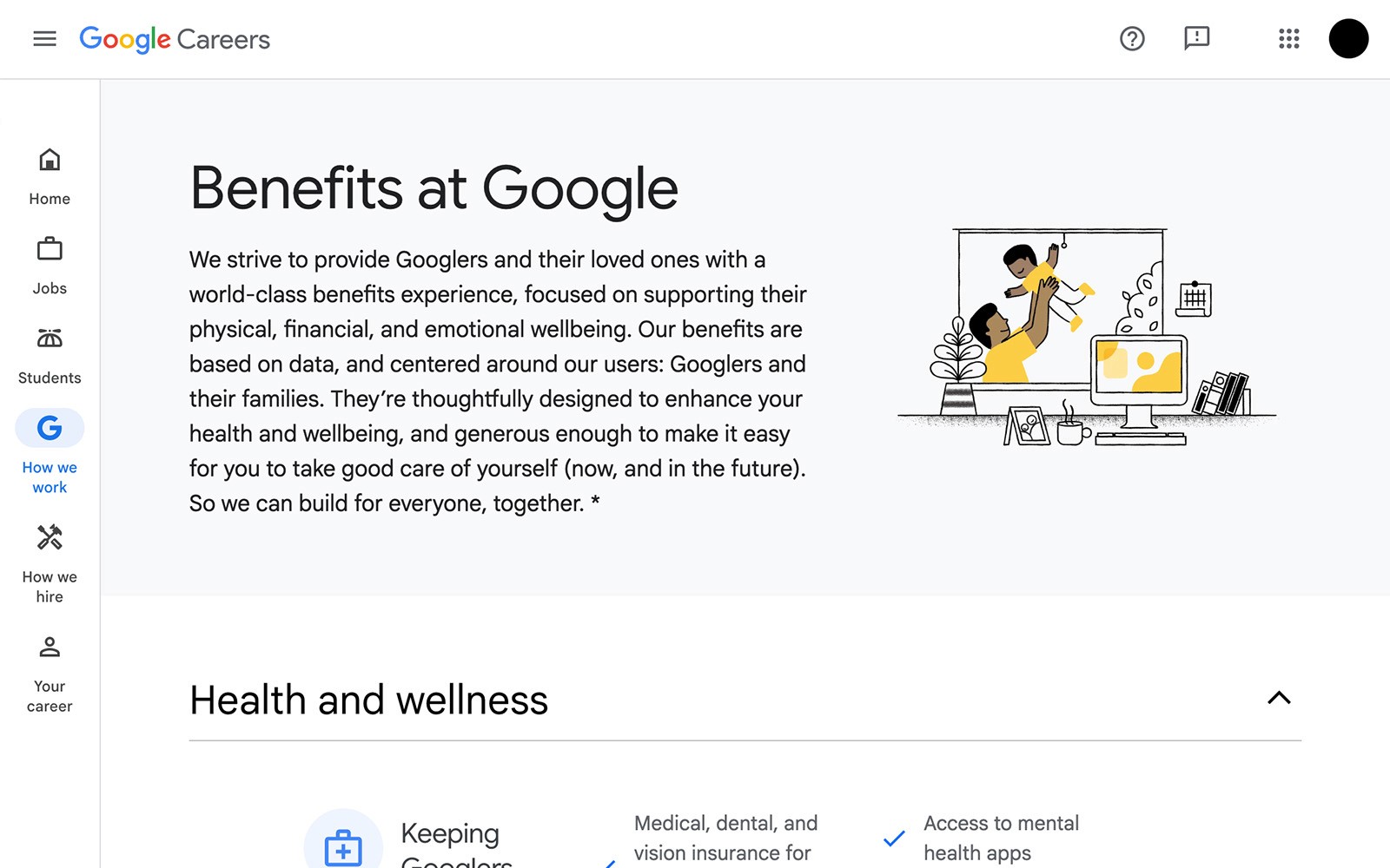Google careers website