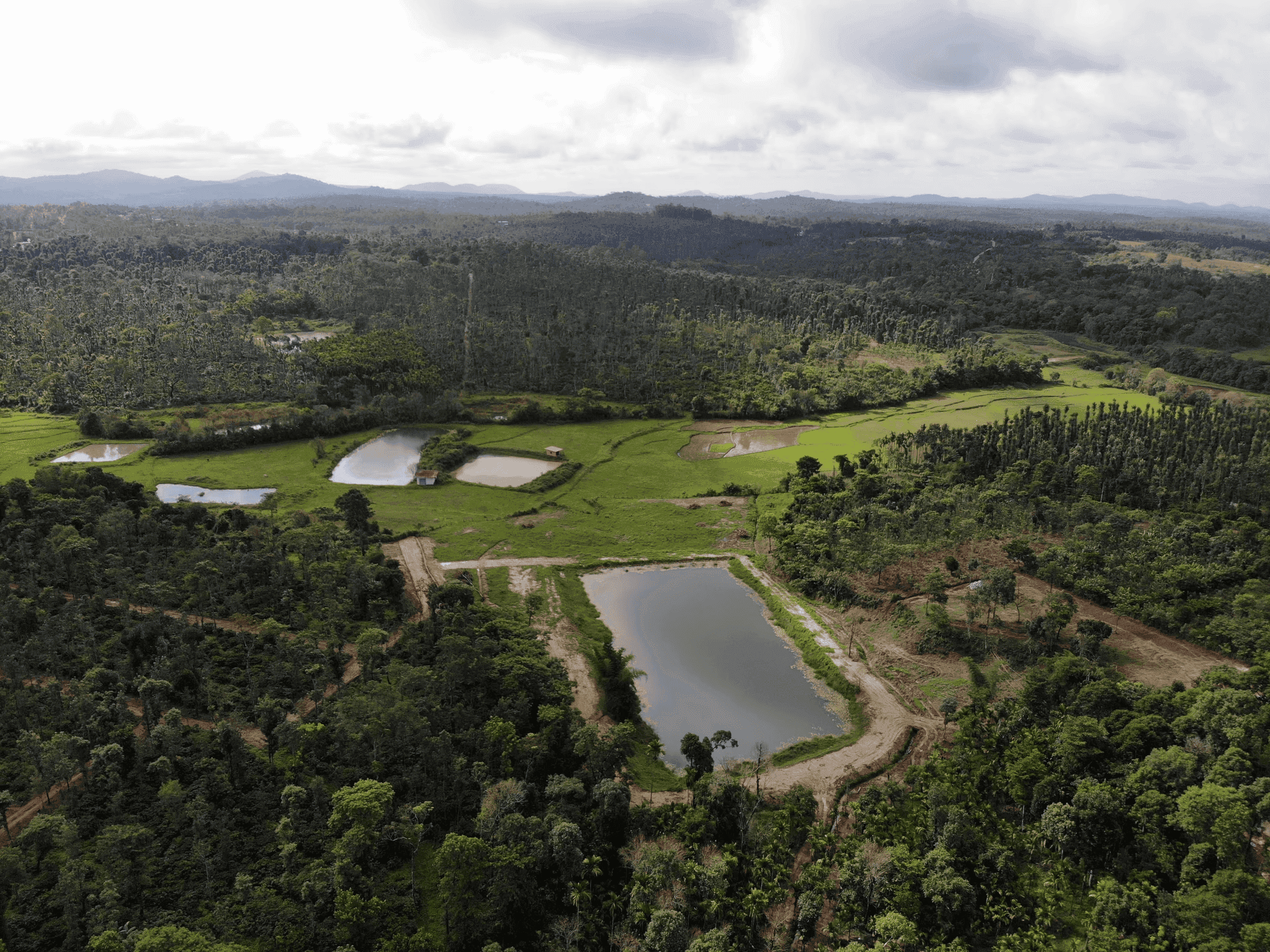 Aerial View from Sannidhi Eco Farms Lake