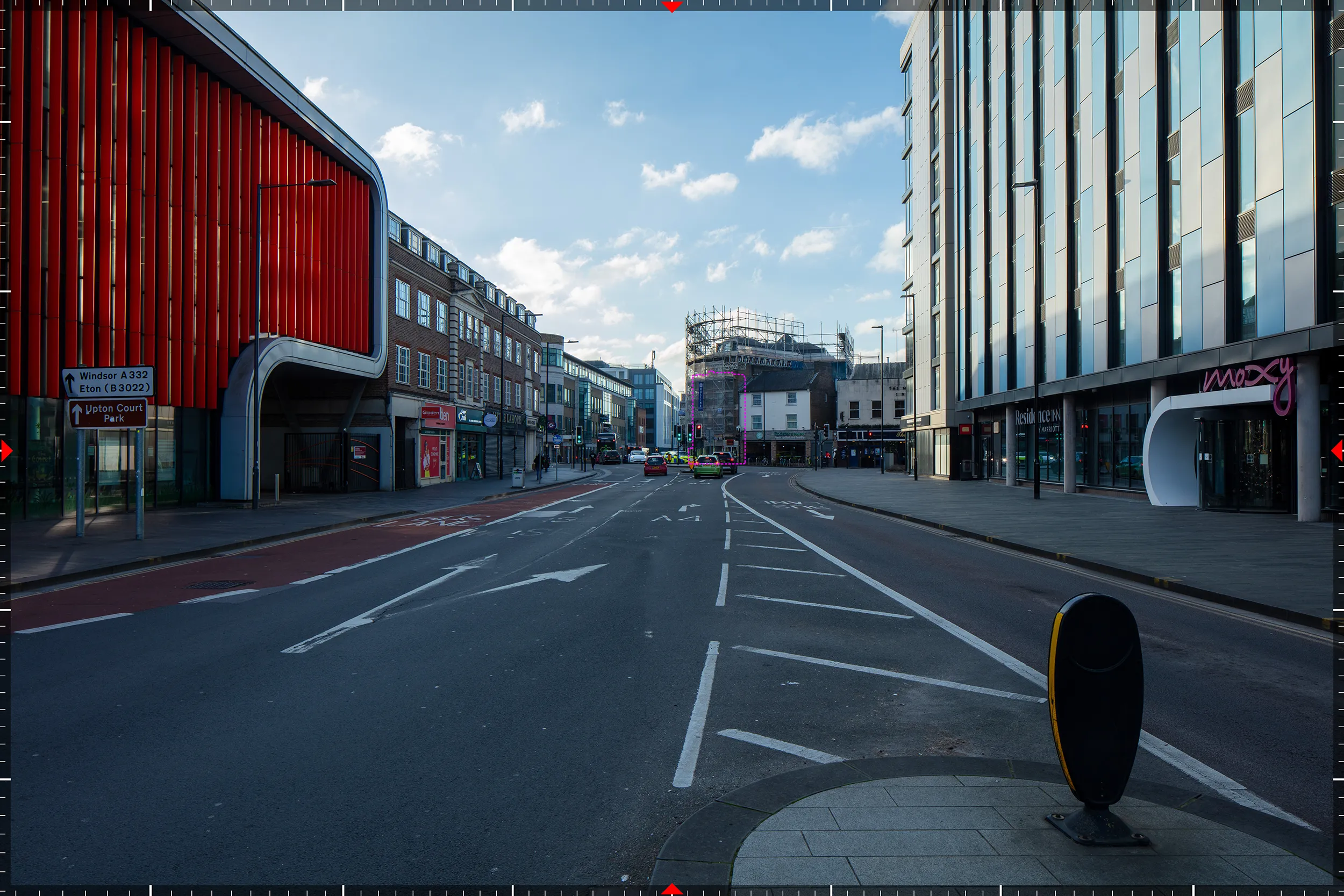 AVR1 verified planning view from William Street illustrating the proposed EV Charging Station development within the surrounding townscape.