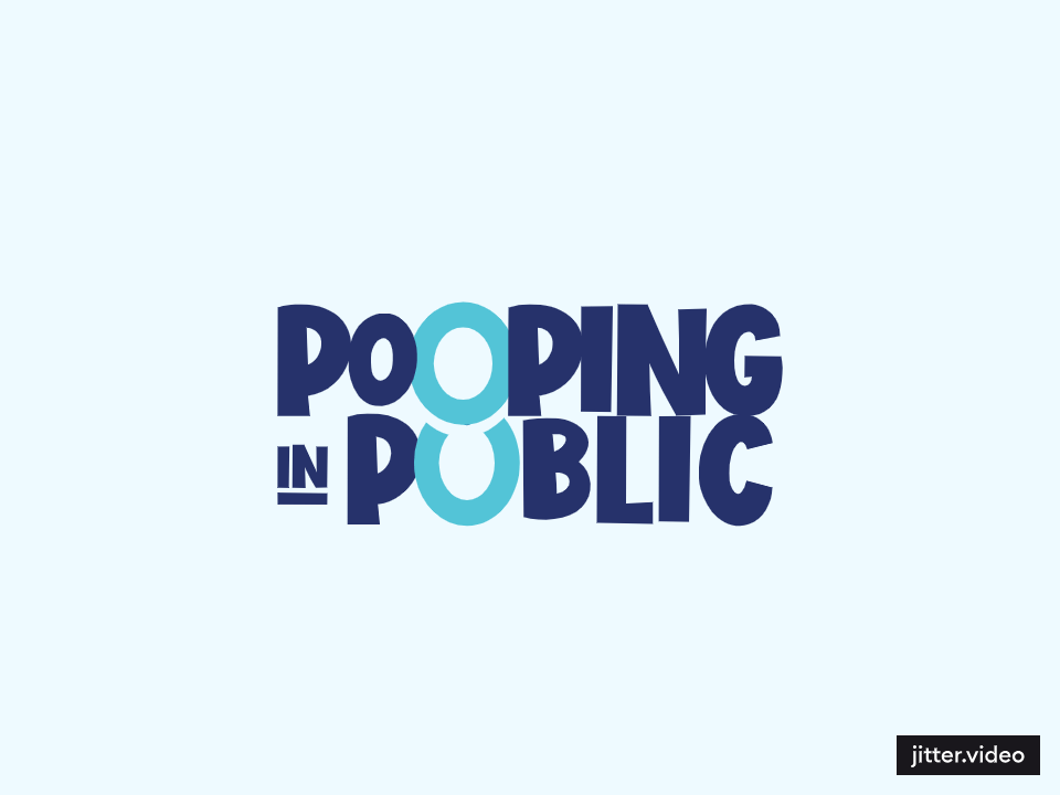 Mobile app splash screen animation for Pooping in Public, featuring a quirky and engaging motion design sequence.