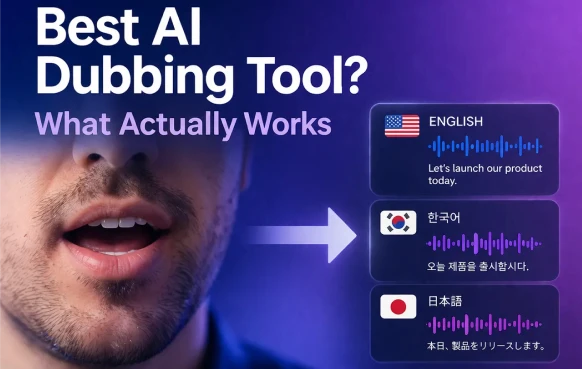 Perso AI демонстрирует многозвуковое дублирование — версии видео на американском английском, корейском и японском языках с индикатором предупреждения о синхронизации губ