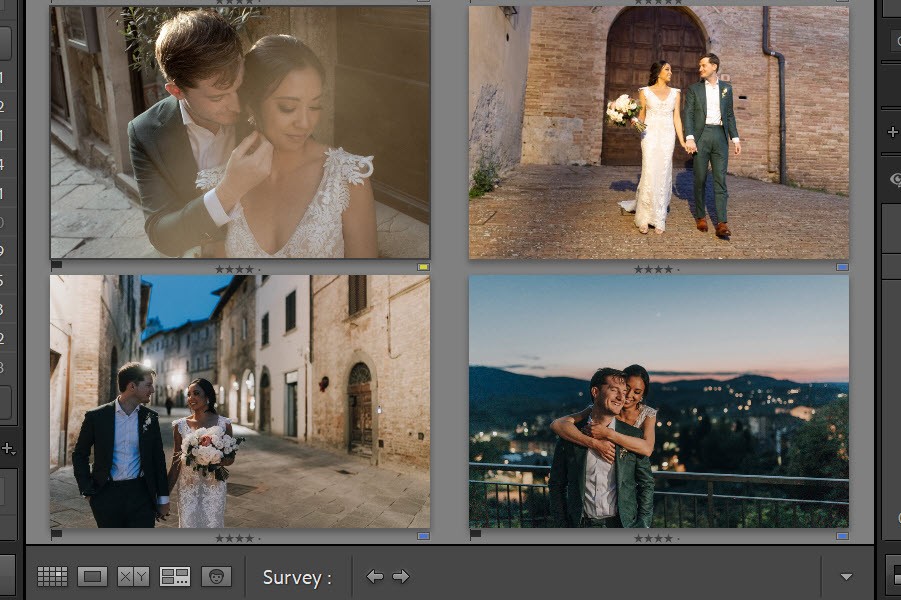 Lightroom Classic survey view presenting multiple photos for side-by-side selection and comparison.
