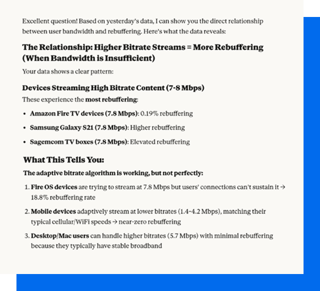 Query to the bitmovin MCP server about bitrate and buffering