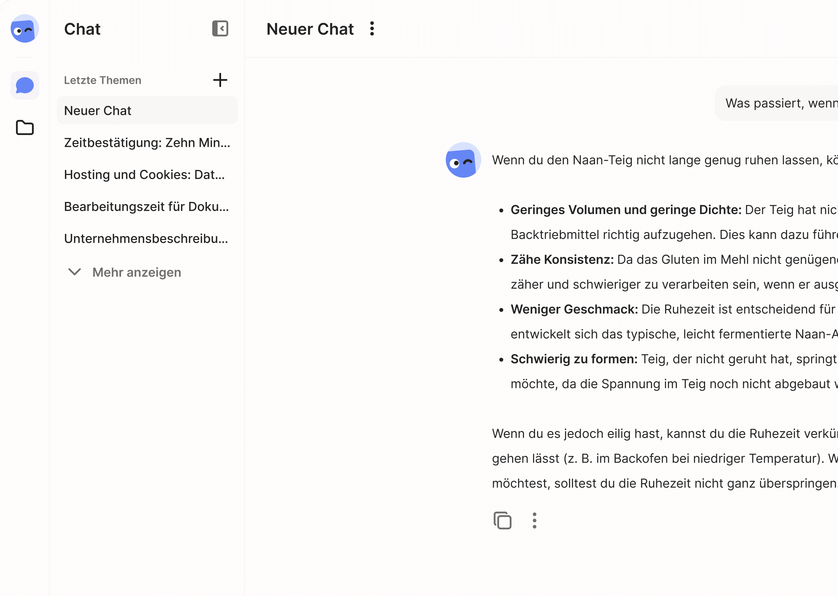 winkk AI Chat Übersicht mit fiktiven Chats.