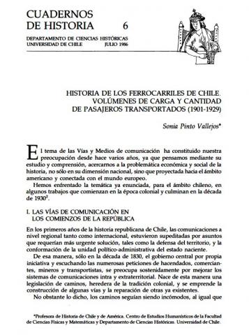 Historia de los Ferrocarriles de Chile. Volúmenes de carga y cantidad de pasajeros transportados (1901-1929)