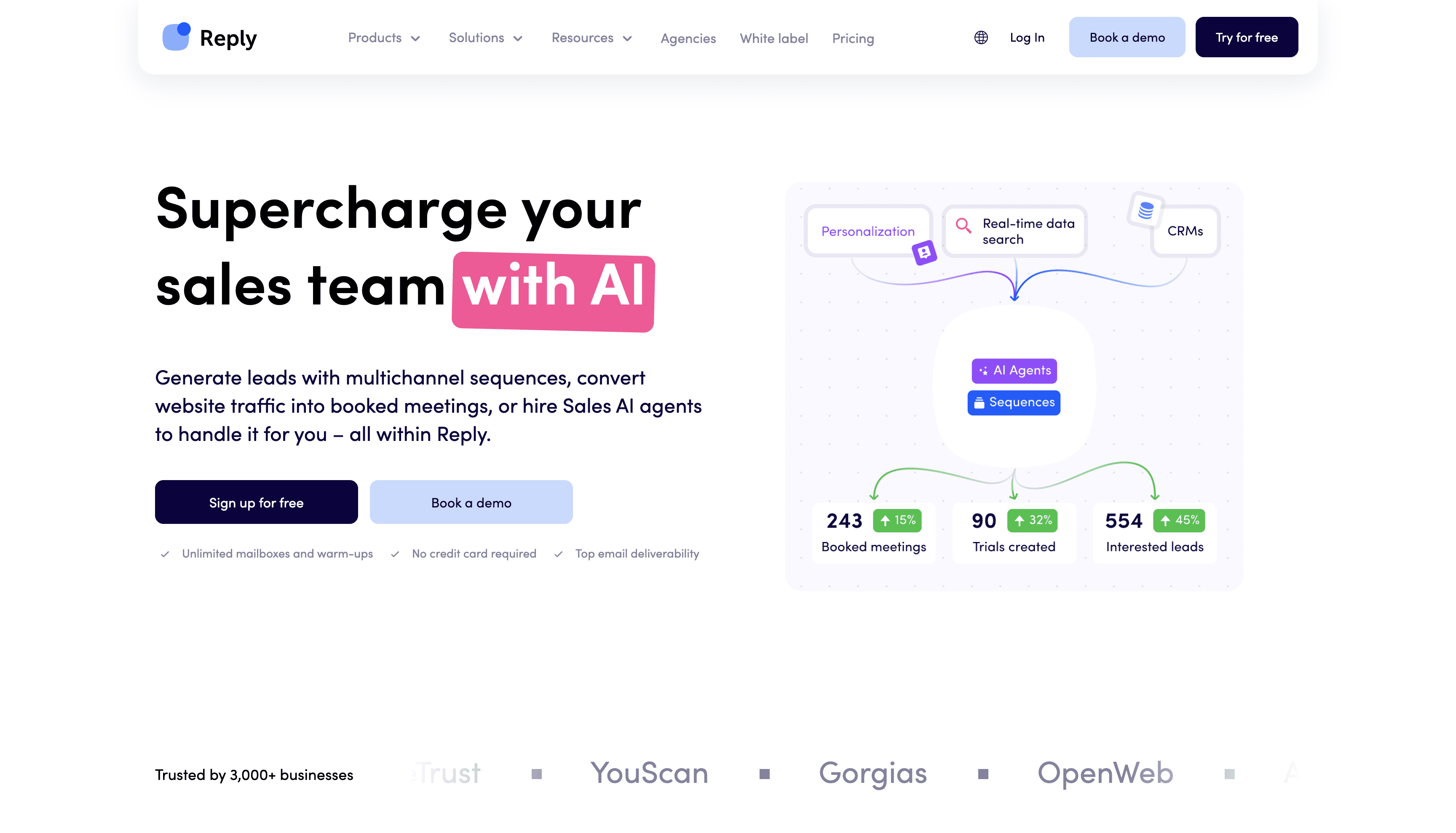 Reply.io website homepage
