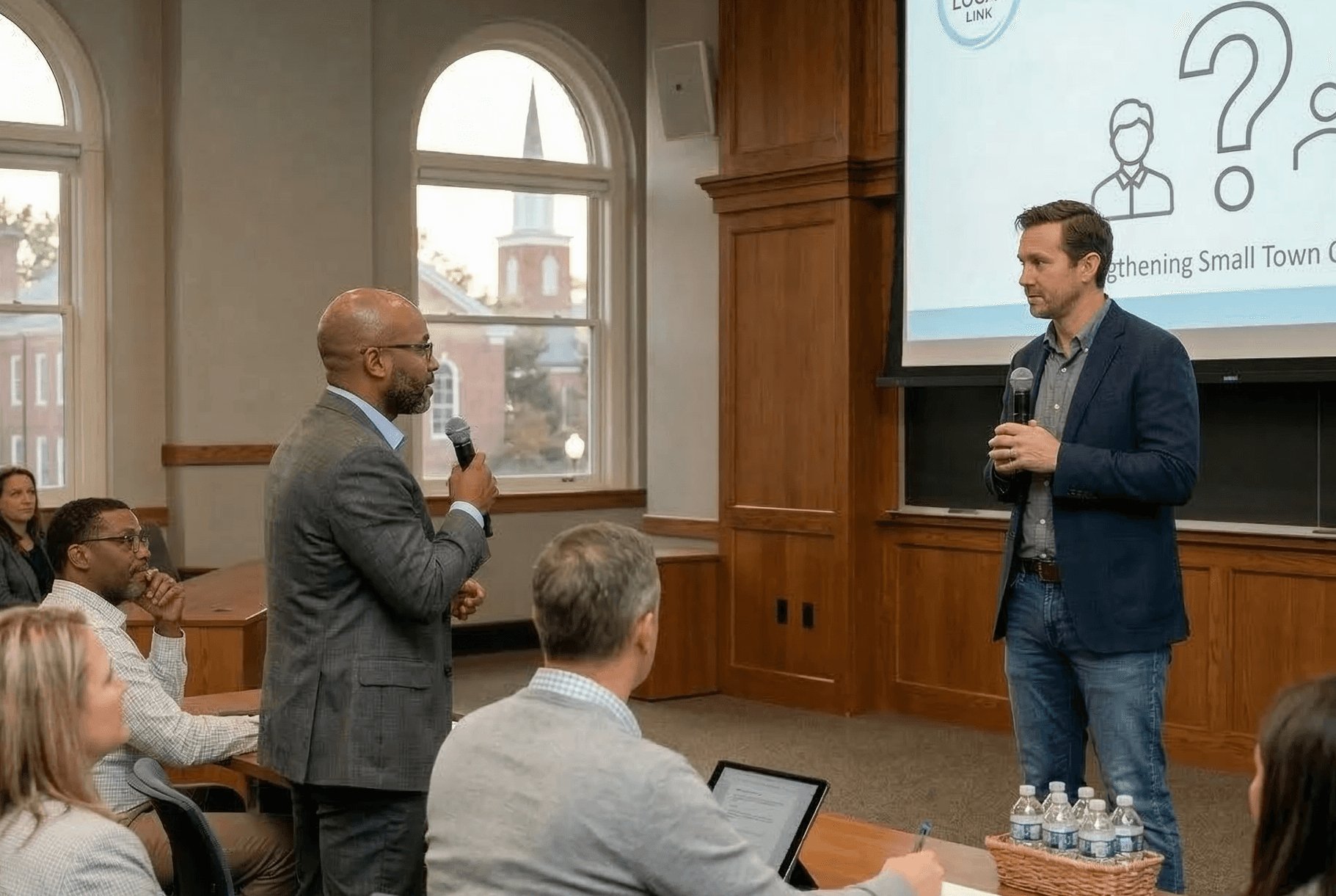 Driver standing outside of his vehicle, having just ran out of gas.