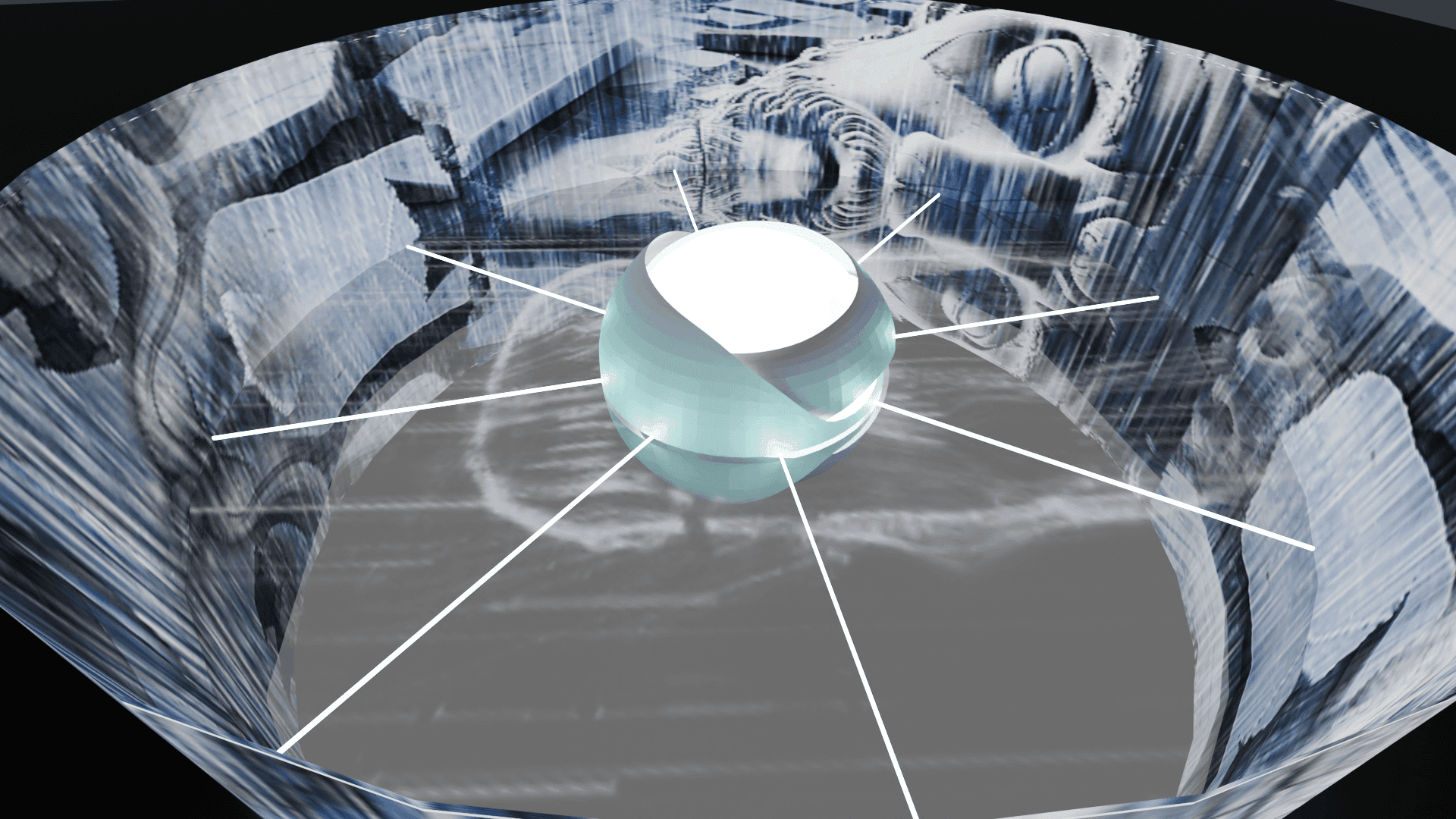 Immersive installation visuals for Maserati by RenaiXance, created with 3D rendering and generative design.