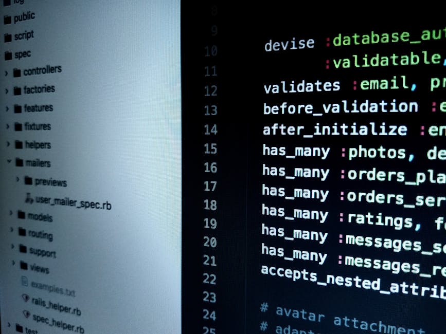 Custom code on a high-resolution screen showing backend architecture - web development agency