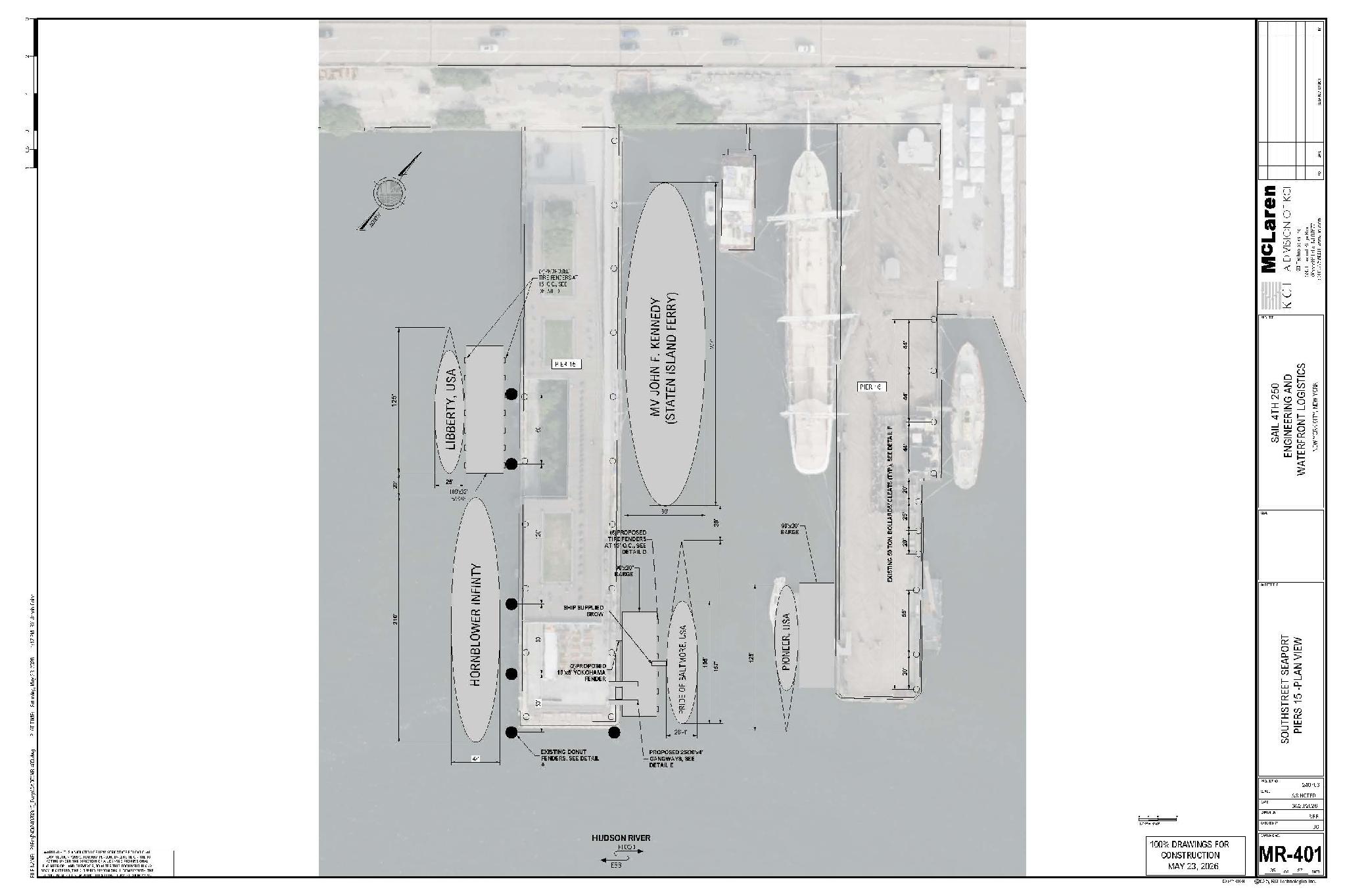 An overhead plan view of Pier 15