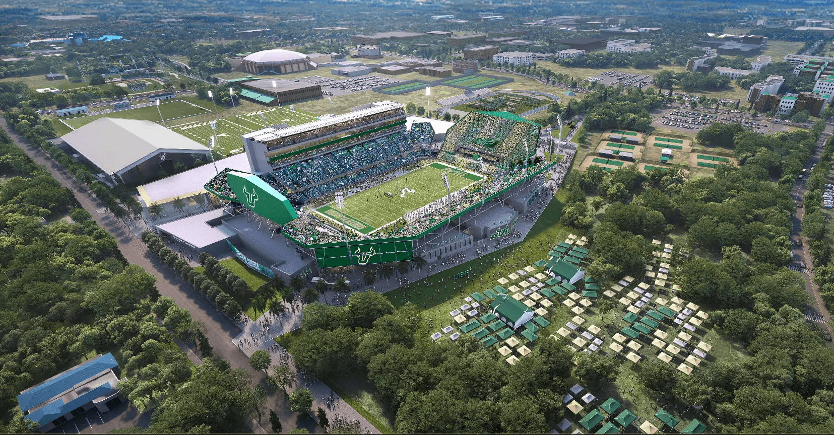Arial view of new USF Football stadium