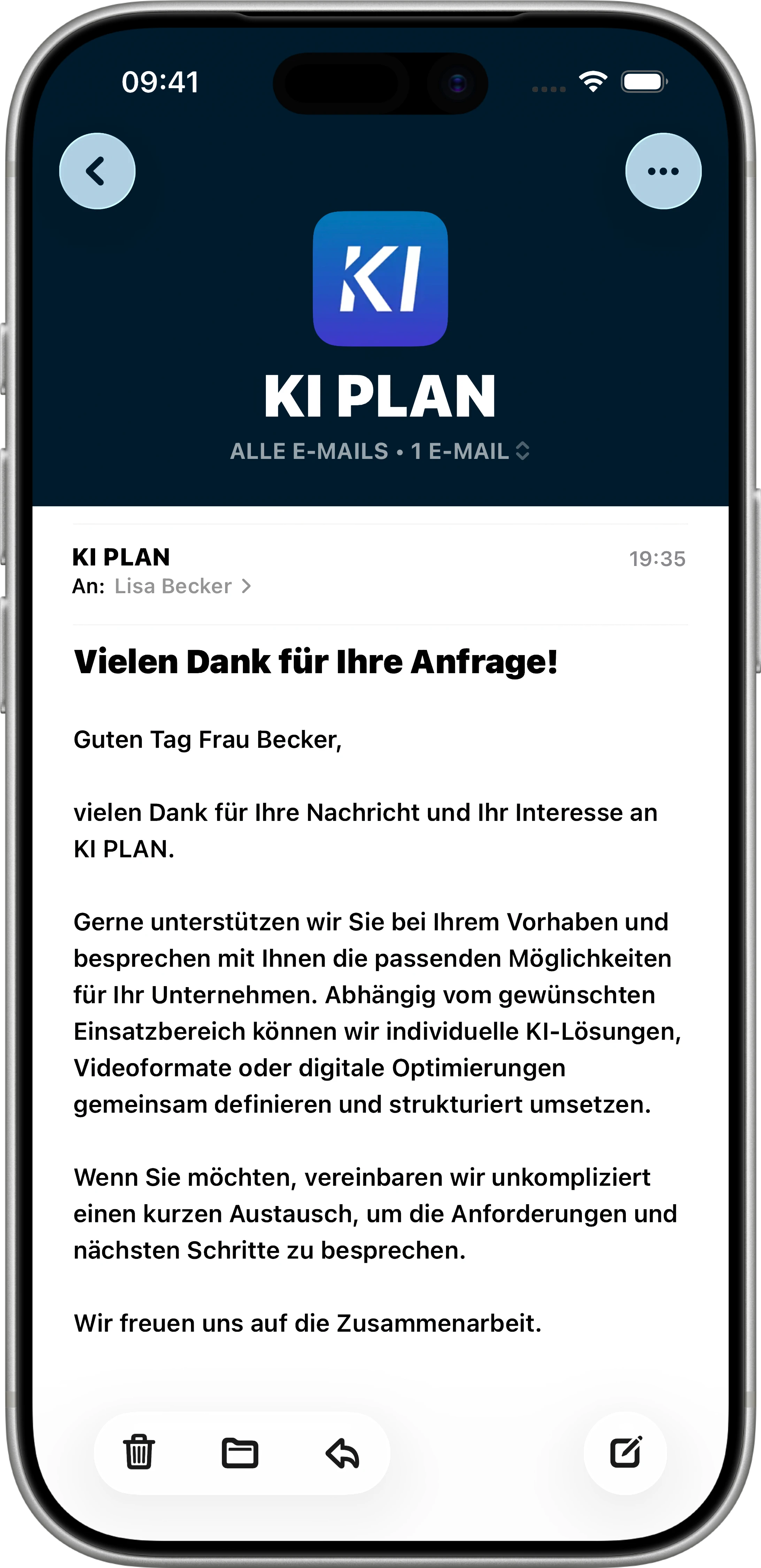 iPhone-Mockup Apple Mail Nachher