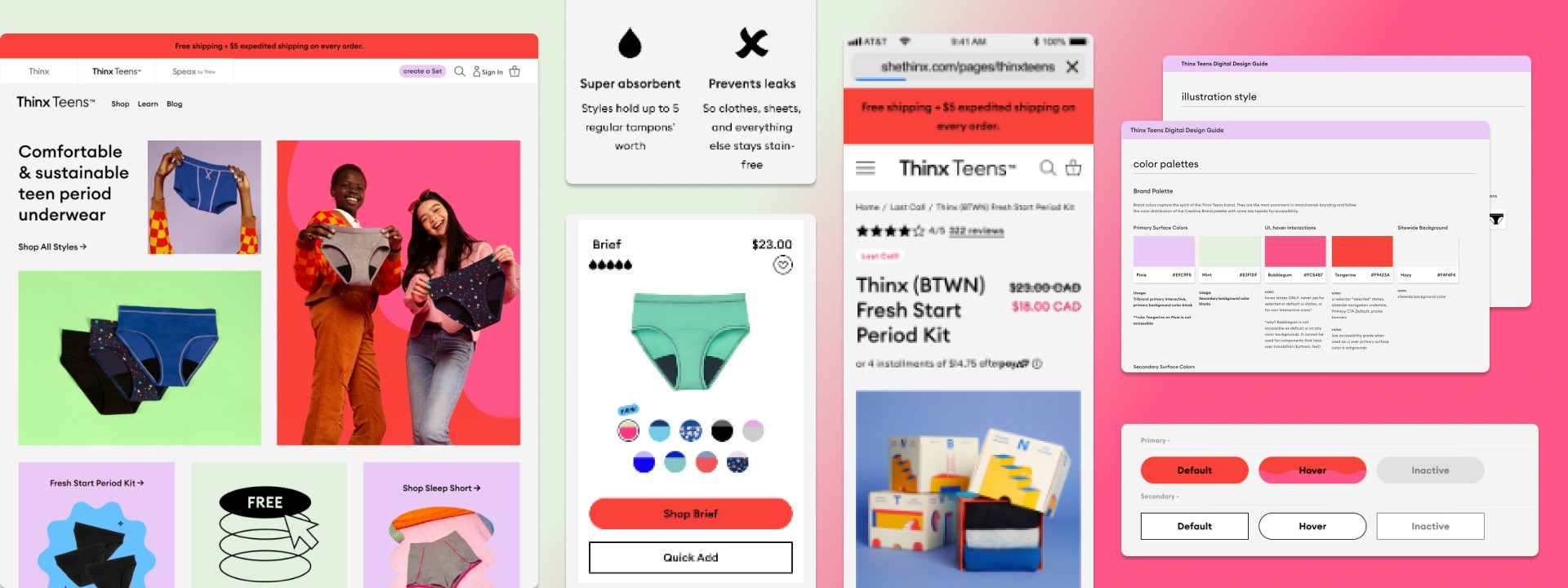 Collage of Thinx Teens UI