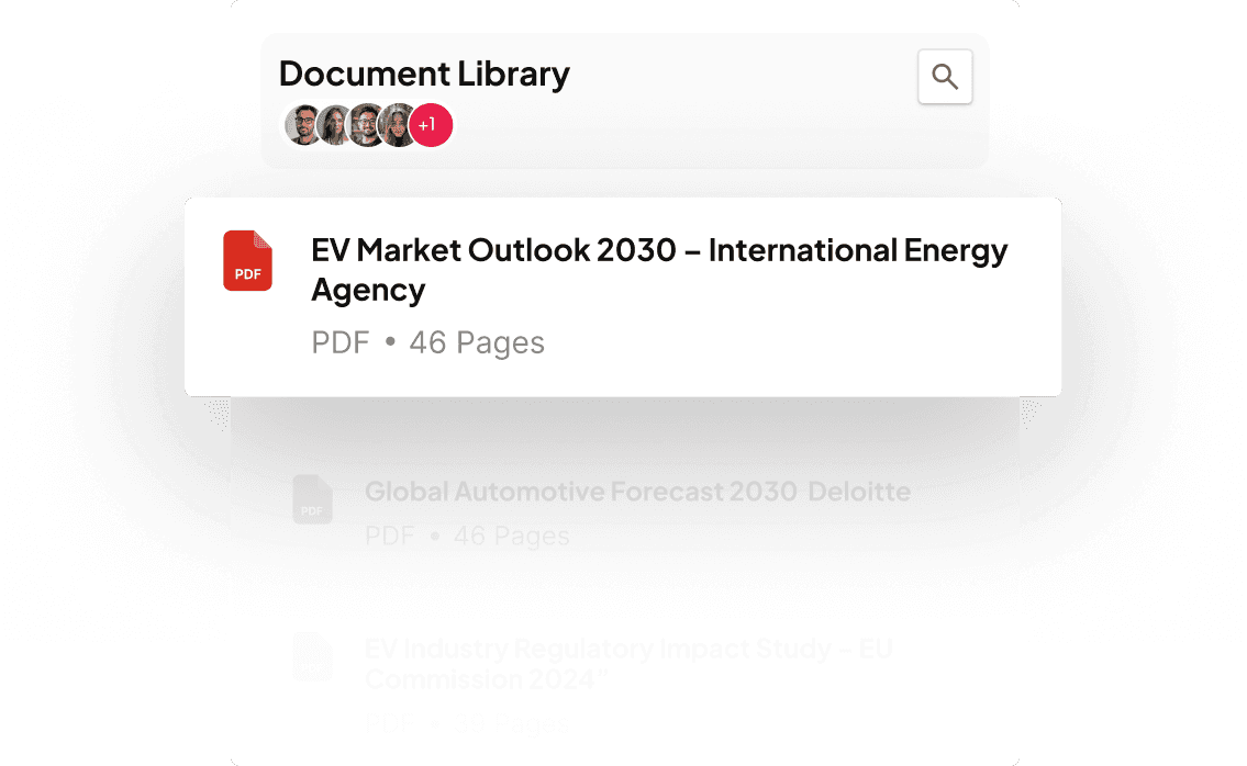 Sharly ofrece bibliotecas de documentos compartidas para que tu equipo acceda al instante a archivos de investigación seleccionados
