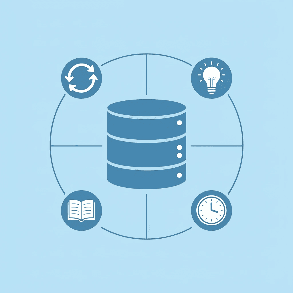 Central knowledge base hub connected to multiple information nodes representing instant accessibility