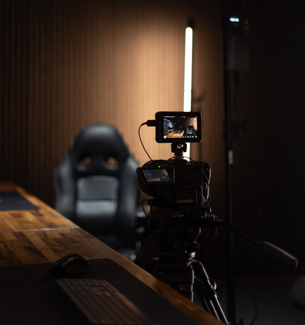 Camera setup ready to film a corporate video interview in a Melbourne office, by Neon Sheep Films.