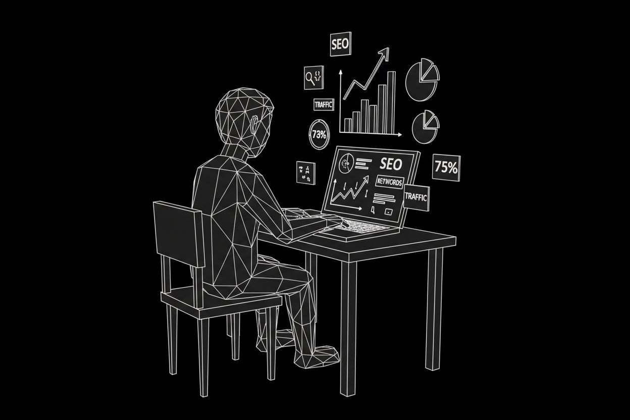 Digital marketing strategist reviewing search analytics