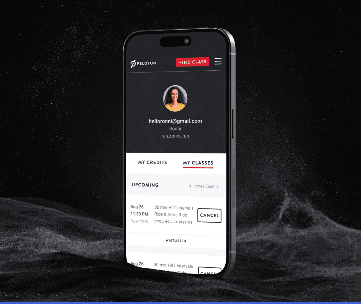 peloton studio site on mobile phone