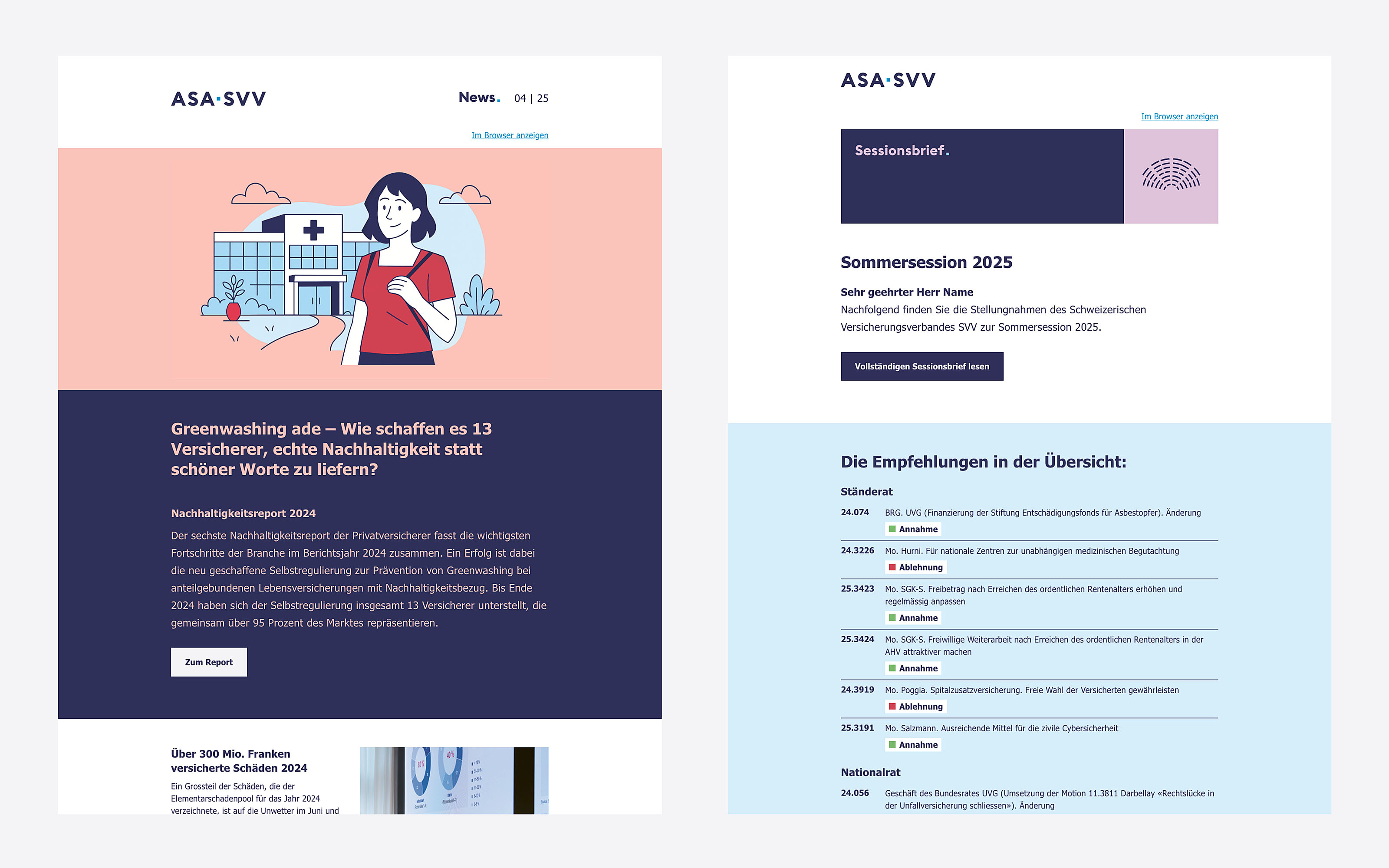 Templates für Newsletter und Sessionsbief-Mailing.