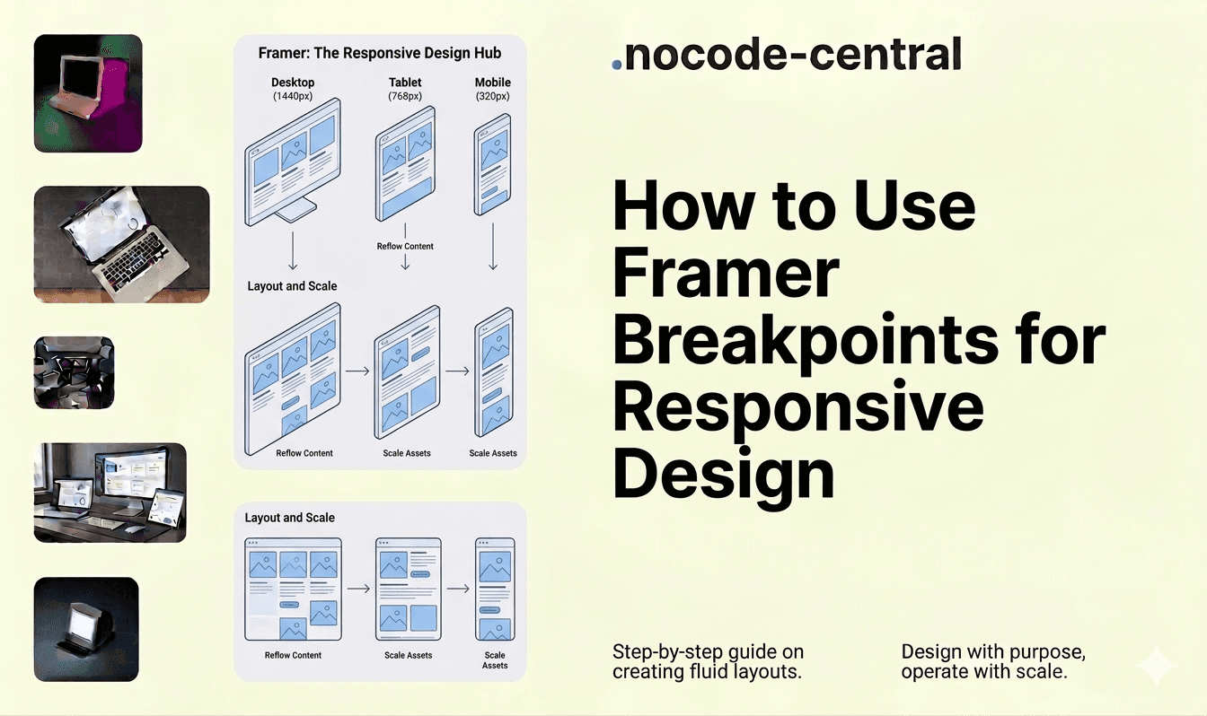 Blog header image with the Blog title: How to Use Framer Breakpoints for Seamless Responsive Design
