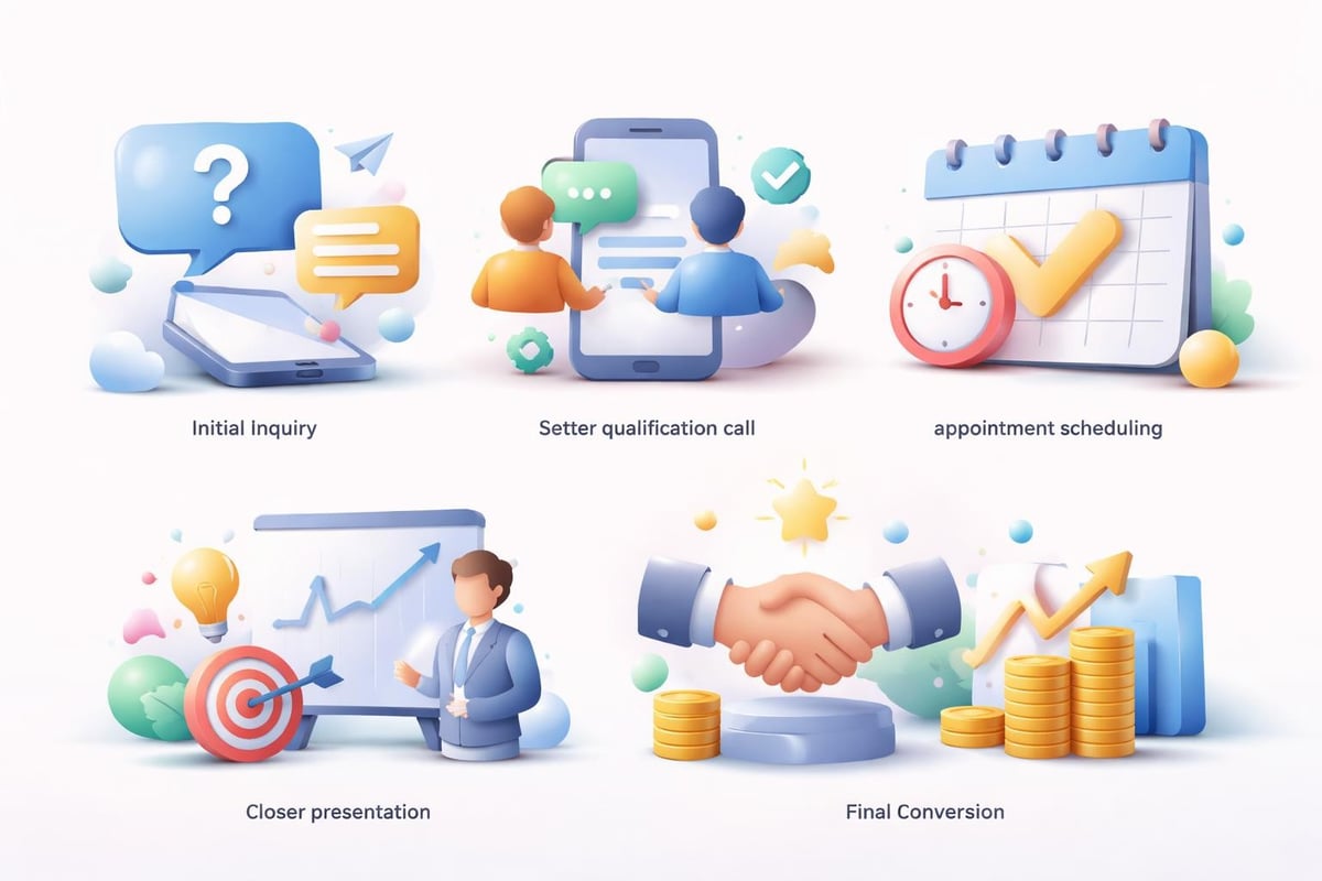 Setter closer workflow stages