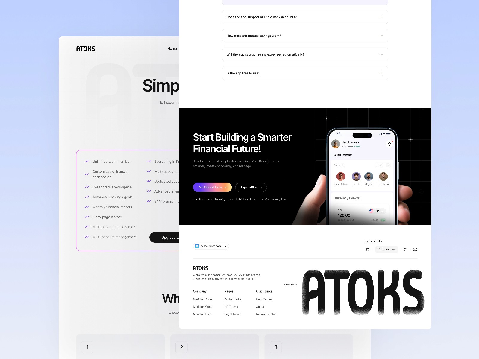 Atoks — 极简现代 SaaS 产品官网设计灵感
