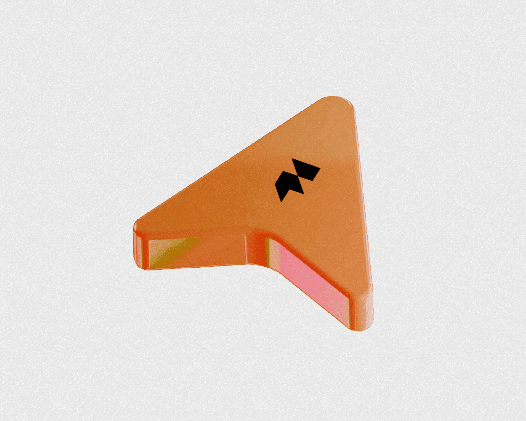 An orange 3D web cursor with the Framer logo on it illustrating the subject of the article : how to use framer template