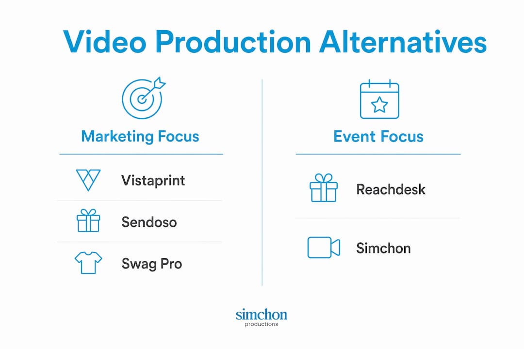 Infographic comparing marketing vs. event focused video production services