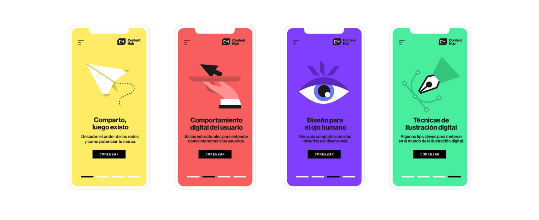Mobile app screens