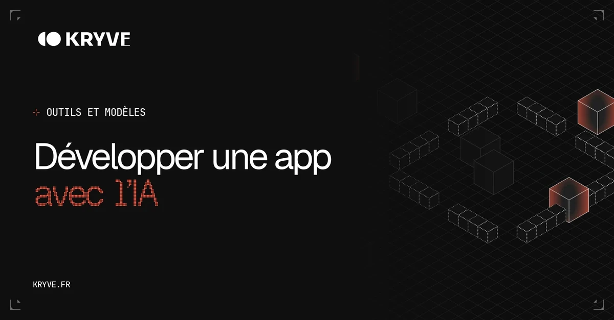 Développer une application avec l'IA : couverture Kryve graphite et corail, catégorie Outils et modèles