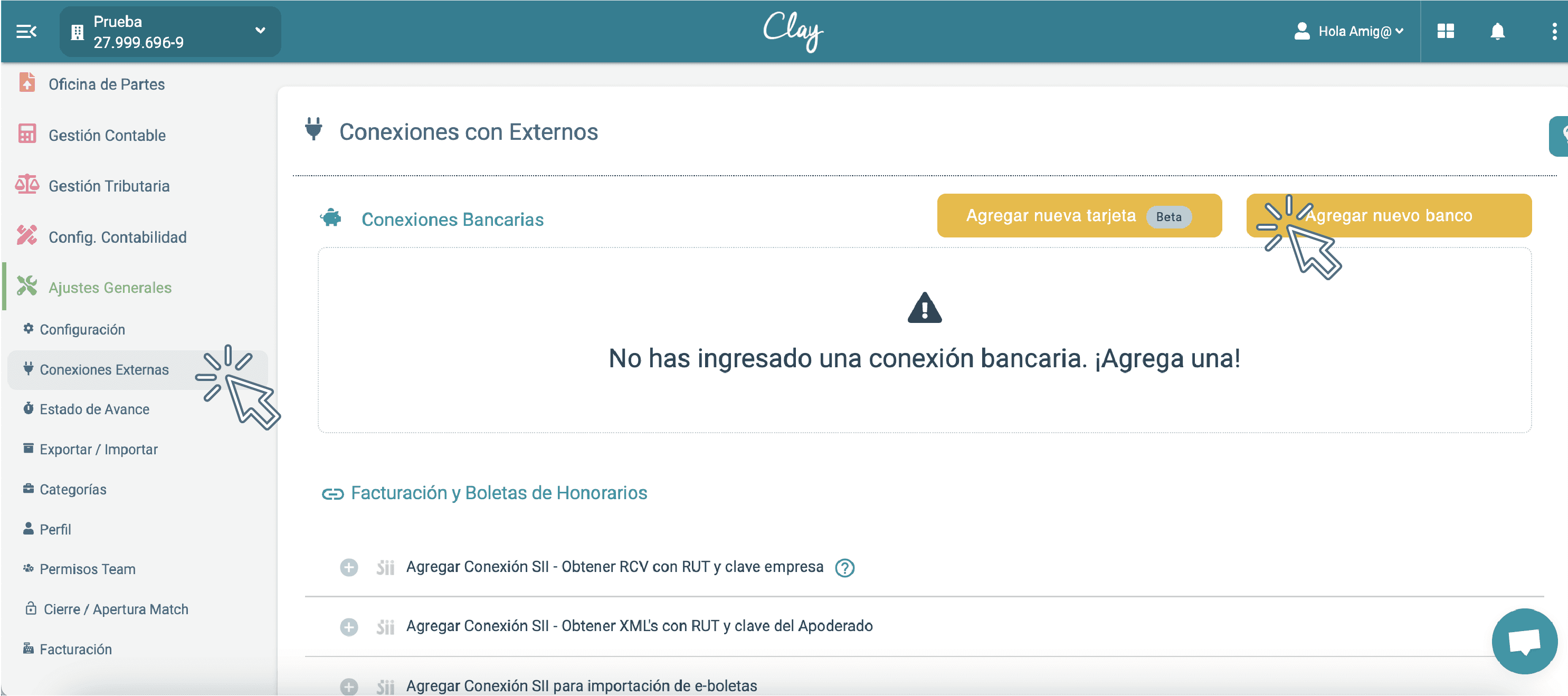 Conecta tu banco con Clay