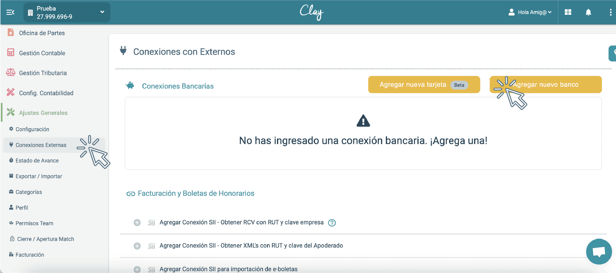 Conecta tu banco con Clay